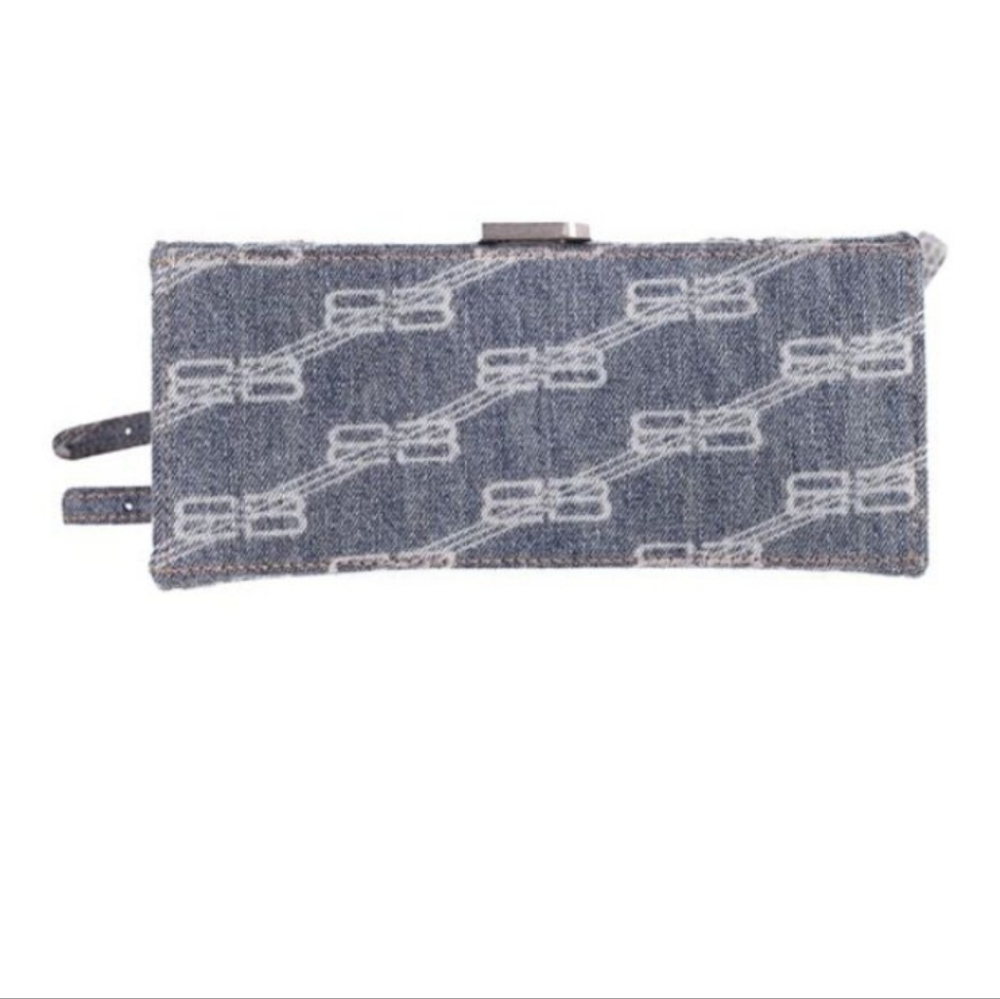 BALENCIAGA Hourglass BB Monogram Bleached Denim Small Bag Purse Top Handle - Picture 7 of 9